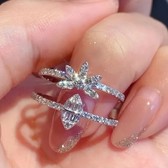 925 Sterling Silver diamond ring - Picture 1 of 4